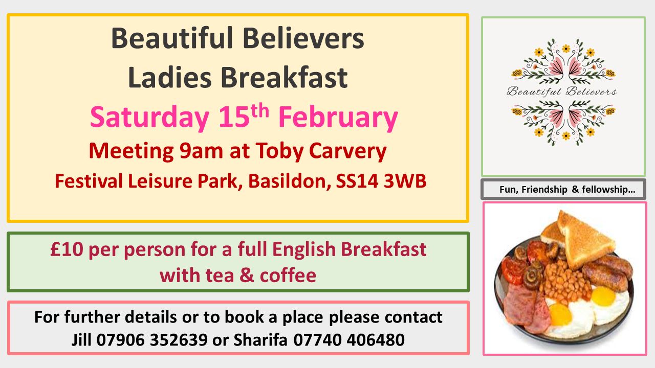 Beautiful Believers – Ladies Breakfast at Toby Carvery – Saturday 15th February